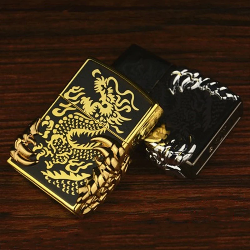 Винтажная рельефная струйная зажигалка, коготь дракона, переносная сигарета, дымовая надувная Классическая Бутановая металлическая газовая зажигалка