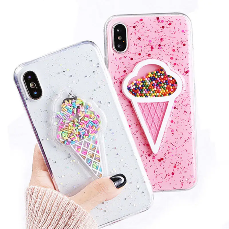 Жидкое Сердце Блеск порошок улыбка лицо облака телефонные чехлы для iPhone X XR XS Max 6 6S 7 8 Plus мороженое мягкая динамическая задняя крышка