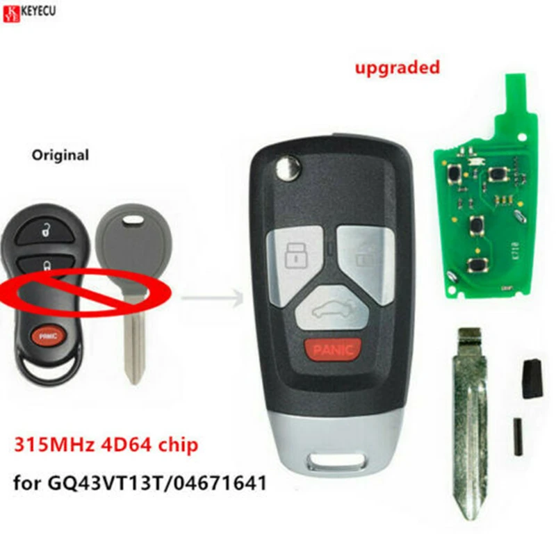 Keyecu обновленный ключ с дистанционным управлением 315 МГц 4D64 для 2001 2002 2003 2004 2005 Chrysler