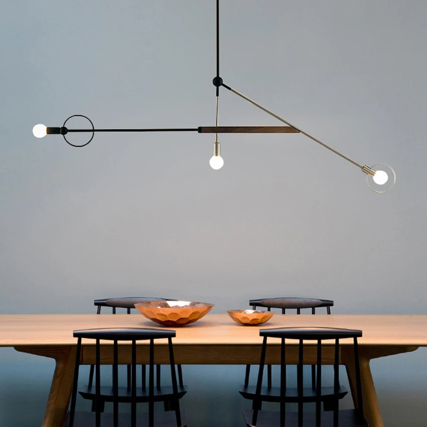 

Modern simple restaurant chandelier Nordic creative geometric line art design kitchen bar dining room long chandelier luminaire