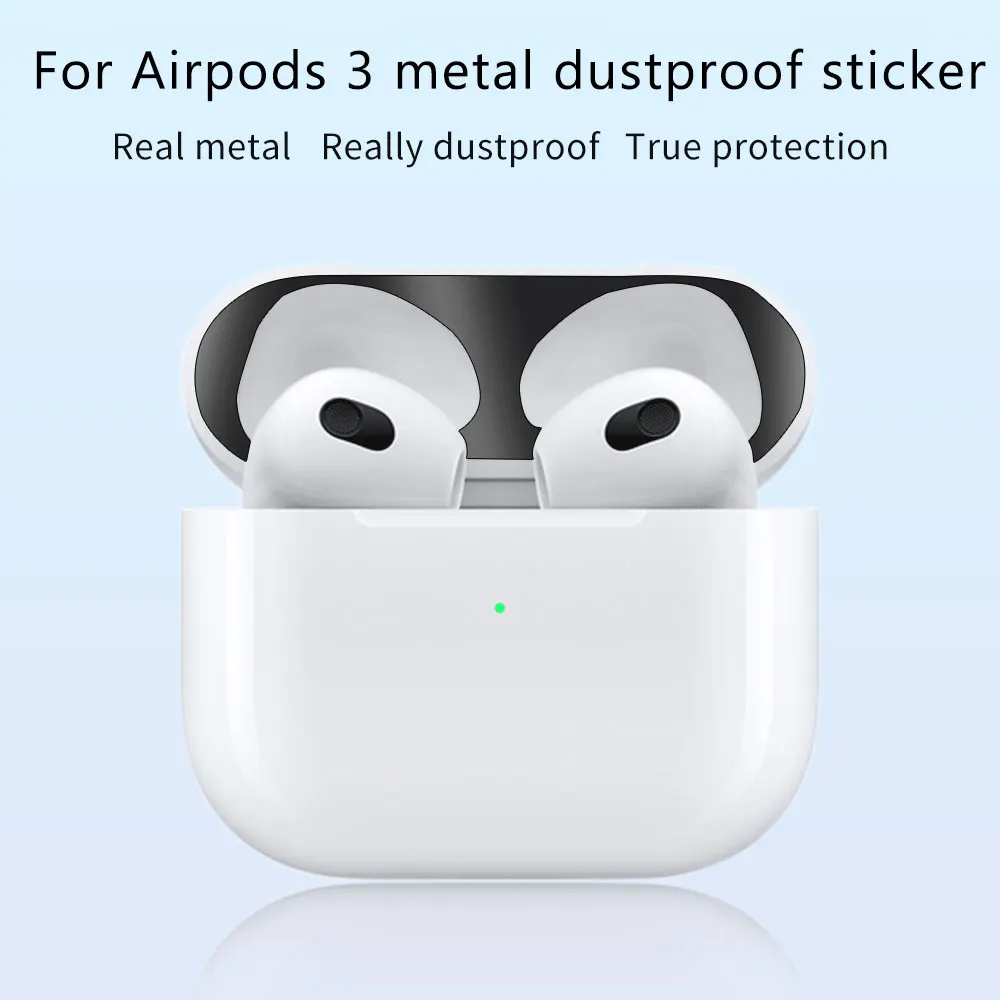 Dust-proof Scratchproof Sticker For AirPods 3 Metal Dust Guard Protective Film Apple Airpods Protection Earphone | Электроника