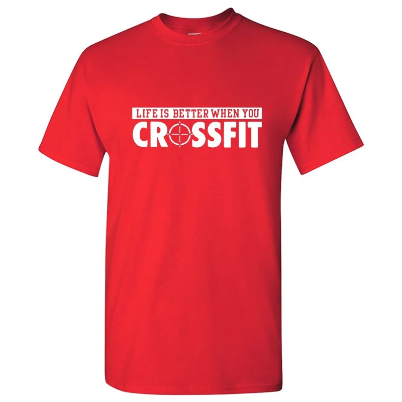 Летний топ с коротким рукавом camisetas Crossfit spartan Мужская футболка тренировочный топ для тренажерных залов утяжелители фитнес хлопковая футболка - Цвет: Red-H