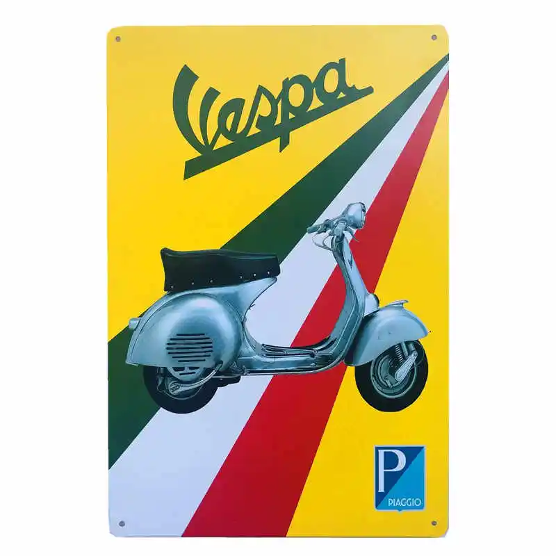 Темно-серый Винтажная Ретро металлическая жестяная вывеска Vespa индийский двигатель VW автобус муста Железный плакат ESSO гараж газ масло бар деревенский табличка человек пещера Паб Бар - Цвет: Темно-серый