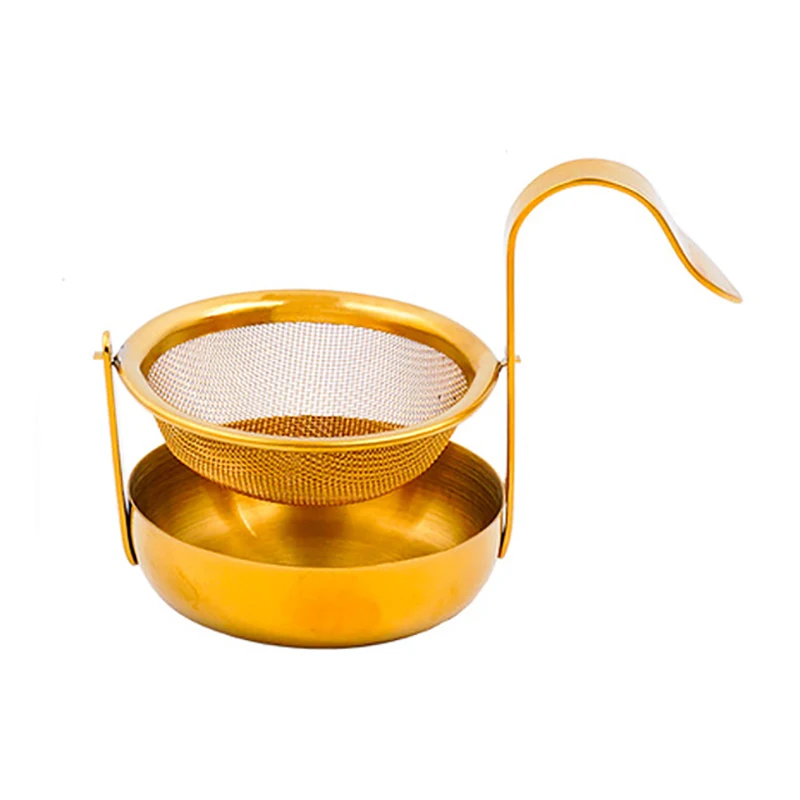 

Stainless Steel Rotating Fine Tea Mesh Tea Strainer Tea Infuser With Handle Gold