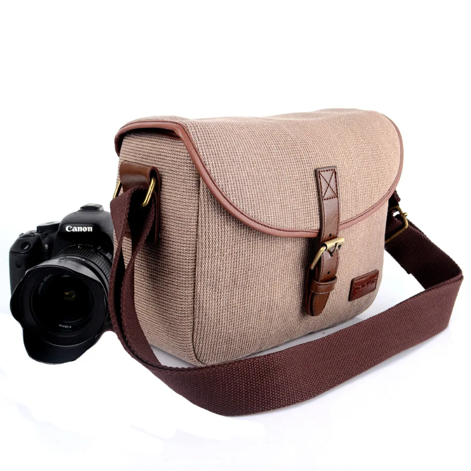 VoidWalker, ретро водонепроницаемая сумка для камеры, Холщовая Сумка на плечо DSLR для sony Nikon Fuji, беззеркальная камера, сумки-мессенджеры - Цвет: Шампанское