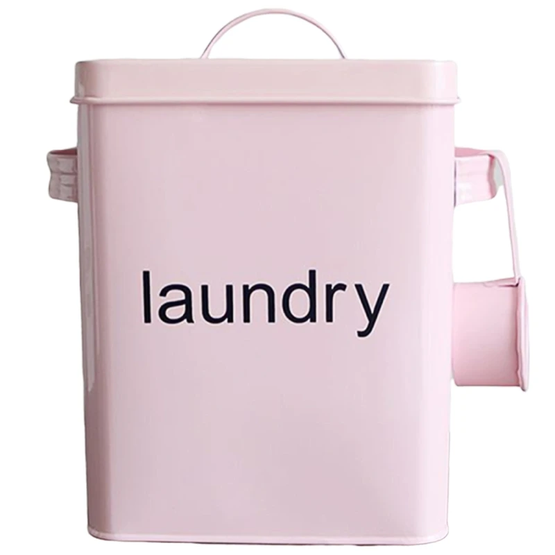 Pink NHBR-кухонный ящик для хранения для ванной комнаты 5л стиральный порошок коробка зерно риса Органайзер контейнер порошок для стирки герметичная коробка с ложкой - Цвет: Pink