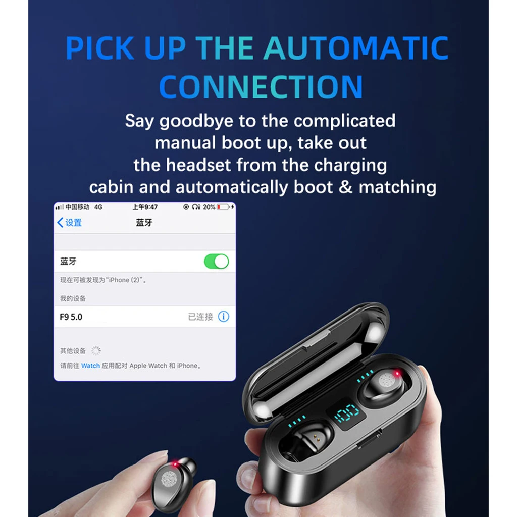 Bluetooth V5.0 Earphones Wireless Headphones With Microphone Sport Waterproof Headsets Earbuds 2200mAh Charging Box For Android