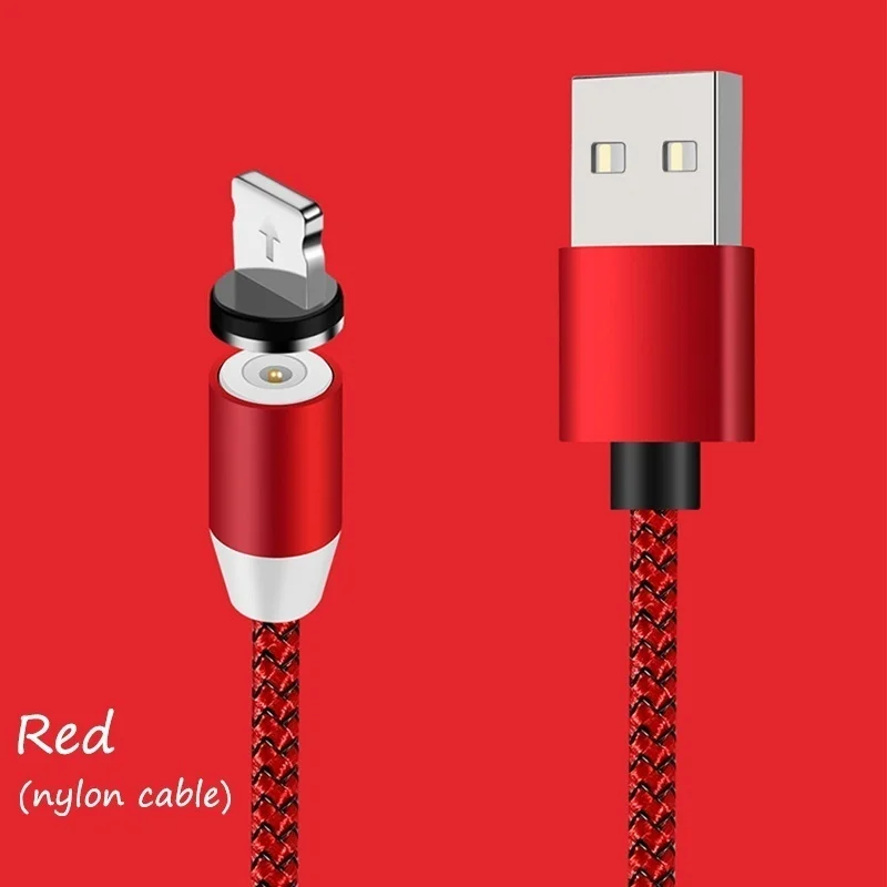 Цветной светодиодный магнитный кабель Micro USB типа C для быстрой зарядки и передачи данных для мобильных телефонов Iphone, samsung, Xiaomi, Android - Цвет: Красный