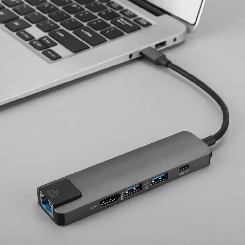 USB C к HDMI 4K+ RJ45 Gigabit Ethernet+ USB 3,1 type C концентратор адаптер Rj45 Lan