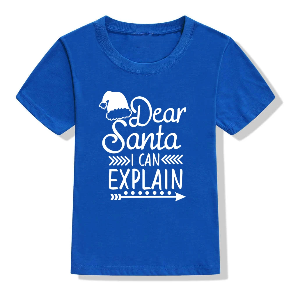 Детская Рождественская футболка с надписью «Dear Santa I Can achify» забавные рождественские футболки с графикой для мальчиков и девочек, детская Праздничная футболка, Прямая поставка