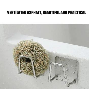 

Stainless Steel Rack Kitchen Supplies Rack Wall Hanging Sink Hook Wall Sucking Disc Sponge Rag Storage Rack Wall-mounted d4