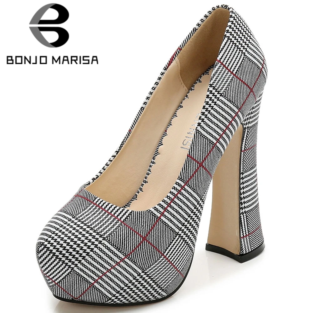 

BONJOMARISA 35-46 New INS Hot Ladies Ectreme High Heels Pumps Fashion High Platform Spring Pumps Women Party Ol Sexy Shoes Woman