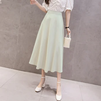 

Women's Chiffon High Waist A-Line Skirts Spring Summer Solid Harajuku Skirt Women 2020 Fashion Casual With Zipper Lady Bottoms