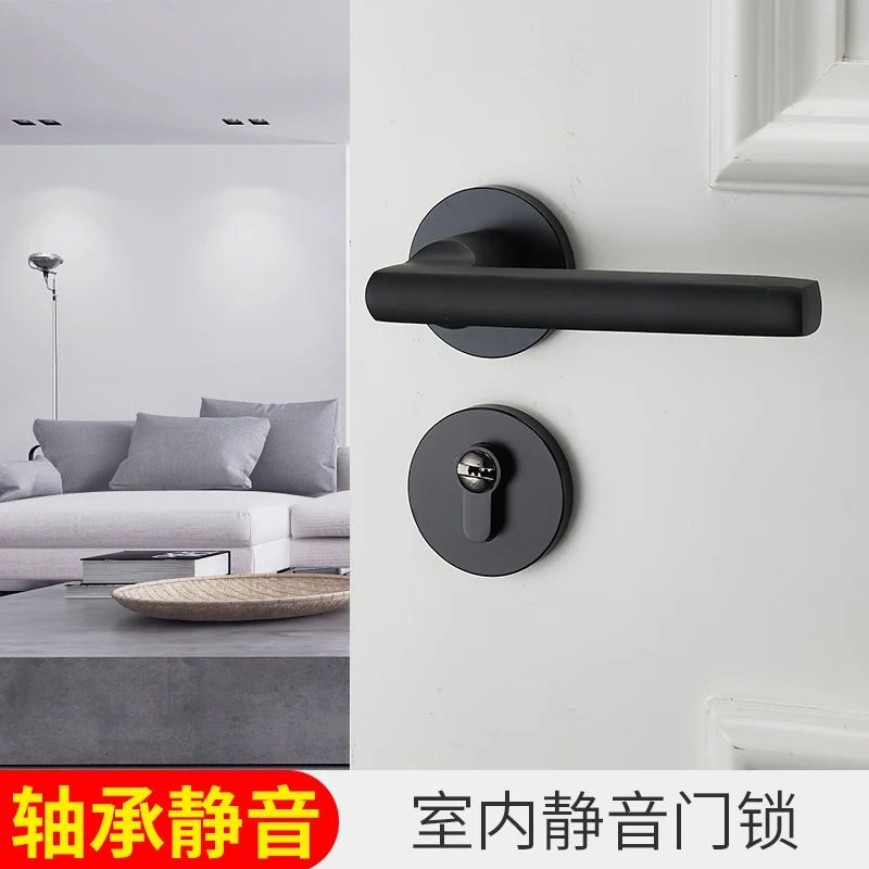 Modern Style Aluminium Alloy Matte Black Door Handle Door Knob With
