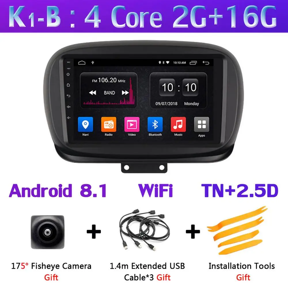 360 ° Панорамное 8 ядро 4G+ 64G Android 9,0 автомобильное мультимедийное радио для FIAT 500X- головное устройство gps навигация SPDIF DSP CarPlay - Цвет: K1-B