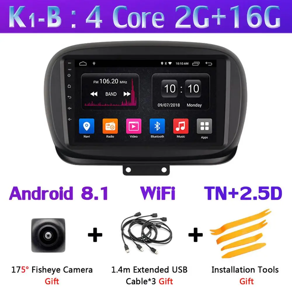 K1-B 360 ° Панорамное 8 ядро 4G+ 64G Android 9,0 автомобильное мультимедийное радио для FIAT 500X- головное устройство gps навигация SPDIF DSP CarPlay - Цвет: K1-B