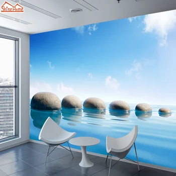 

3d Photo Wallpapers for Living Room Wallpaper Wall Papers Home Decor Vinyl Mural Rolls Walls Lake Stones Landscape TV Background