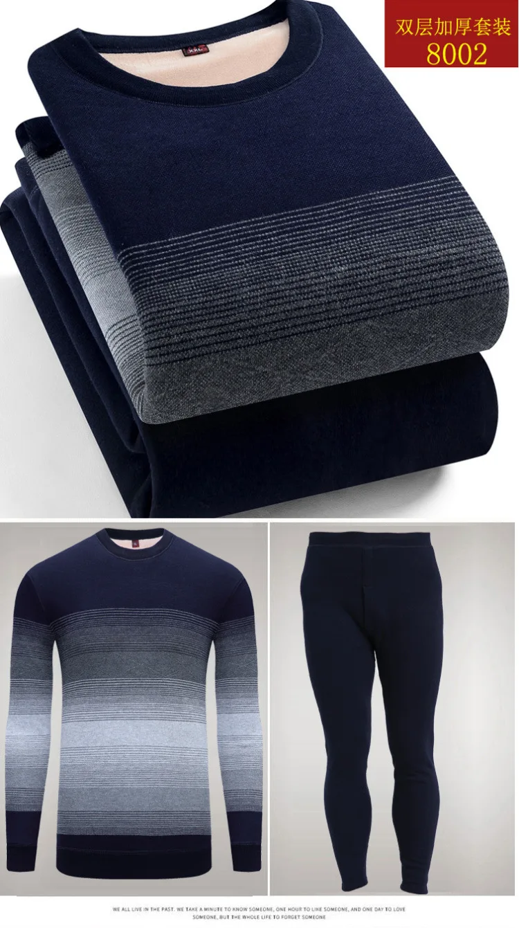 base layer pants Long Autumn Winter Turtleneck Tops+Pants 2 Piece Set Warm Thick Plus Hot Sale New Thermal Underwear Mens men's thermal pants