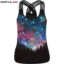 Летние Для женщин футболкой с коротким рукавом, футболка Galax 3D с принтом звездного майка для занятий йогой, топы Футболка для бега Фитнес Футболка крест жилетка с полосатым рисунком Спортивная тренировочная блуза