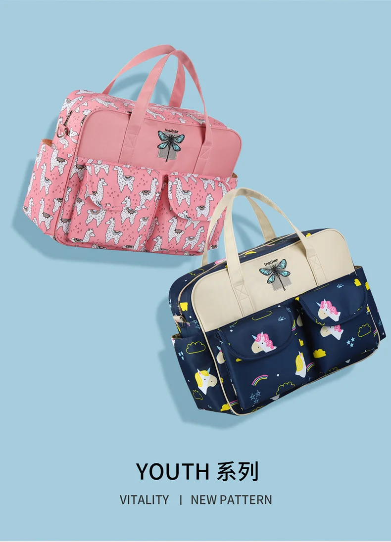 Insular Waterproof Nylon Printed One-Shoulder Mommy Bag Crossover Shoulder Bag/hand Bag MOTHER'S Bag Large Capacity Diaper Bag C