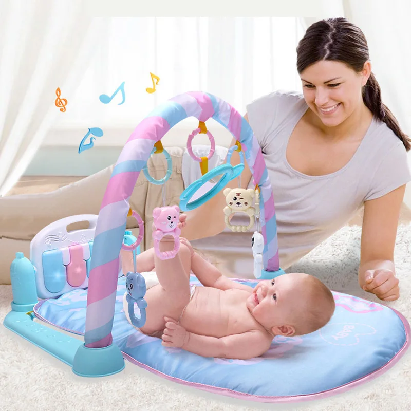Baby Activity Gym Baby Music Play Mat Fitness Carpet Educational Rack Crib Toys Baby Rattle Toys With Bed Bell Fitness Mats