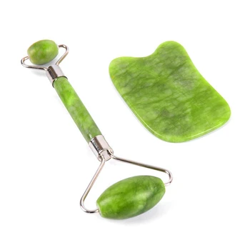 

Jade Rolle Scraping Tool, Face Eye Neck Anti Aging Facial Therapy, Natural Stone100% -Jade Facial Roller Set