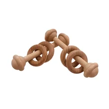 

Wooden Baby Toys Unlacquered Wood Rattles Wooden Ring Wooden Ring Molar Ring Rattle Toy Baby Teether 7-12m