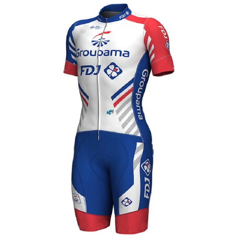 Hombres de ciclismo desgaste ciclo JERSEY traje SKINSUIT con banda potencia 2018 GROUPAMA FDJ PRO equipo 3D|Велосипедные