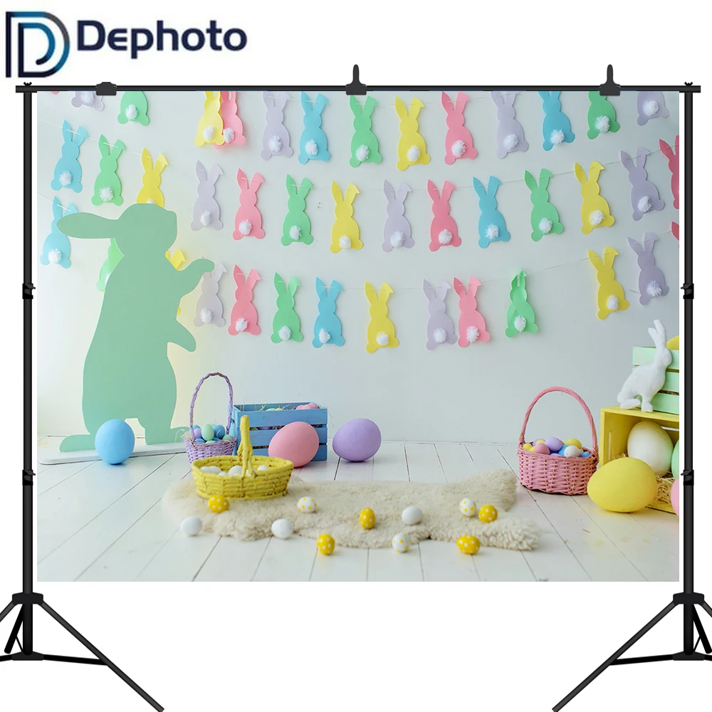 Фоны для фотосъемки с изображением Пасхи кролика яиц серого цвета деревянного