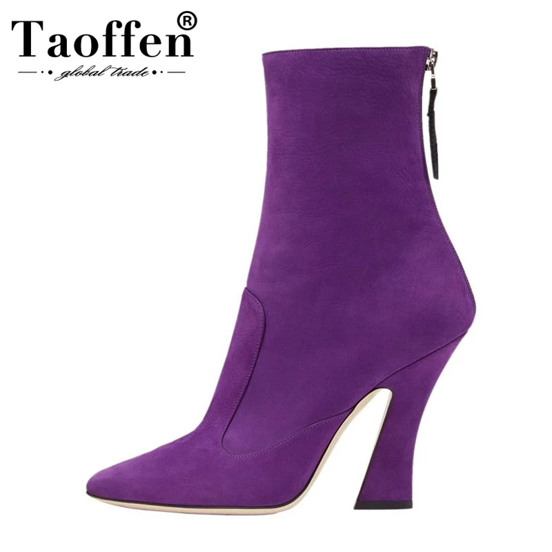 

Taoffen 7 Colors Plus Size 35-48 Ankle Strange Style Heel Boots Square Toe High Heel Shoes Back Zipper Outdoor Short Boots