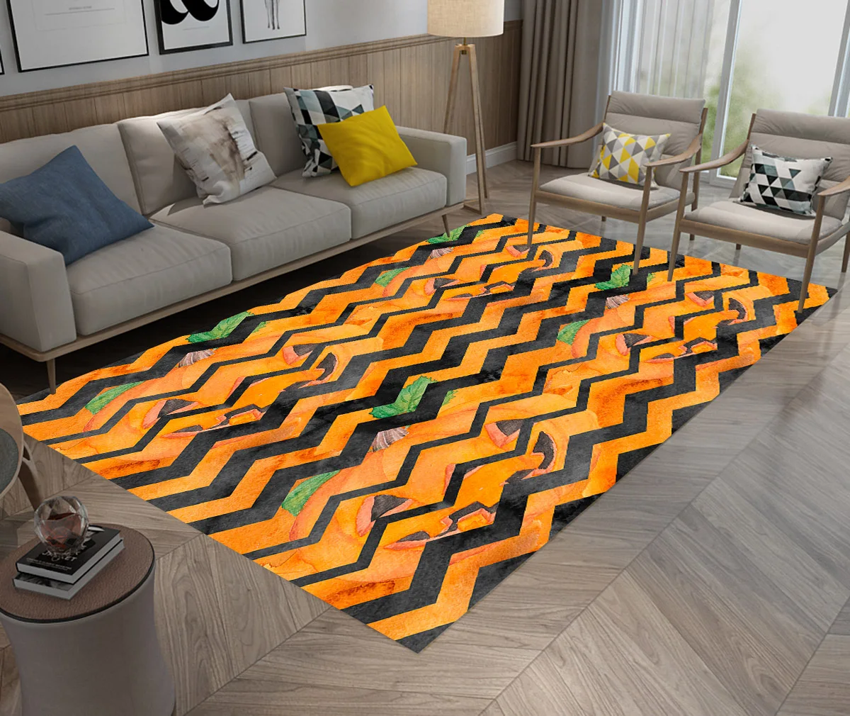 Halloween Pumpkin Door Mat Floor Carpet for Living Room Kitchen Coral Velvet Rug Absorbent Anti-Slip Doormat Fall Home Decor