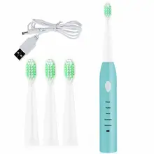 Для взрослых и детей, электрические зубные щетки, водонепроницаемые, 5 режимов, USB, беспроводной, перезаряжаемый, для путешествий, портативный, с 4 мягкими головками, уход за полостью рта