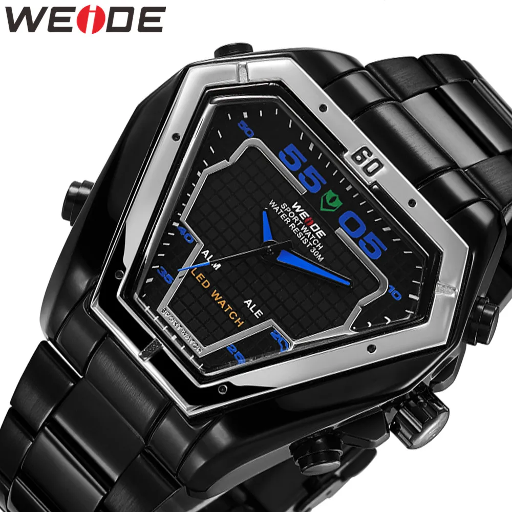 WEIDE часы модные повседневные LED Аналоговый механизм Мужские Роскошные брендовые