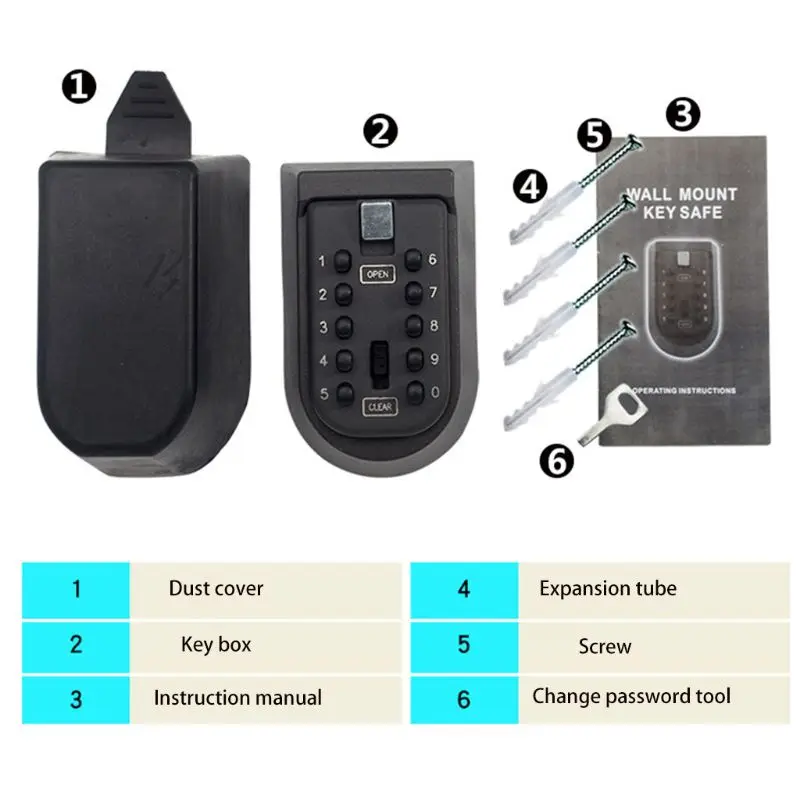 Outdoor Wall Mount Spare Key Safe Storage Box Waterproof Push Button Lock Holder M5TB