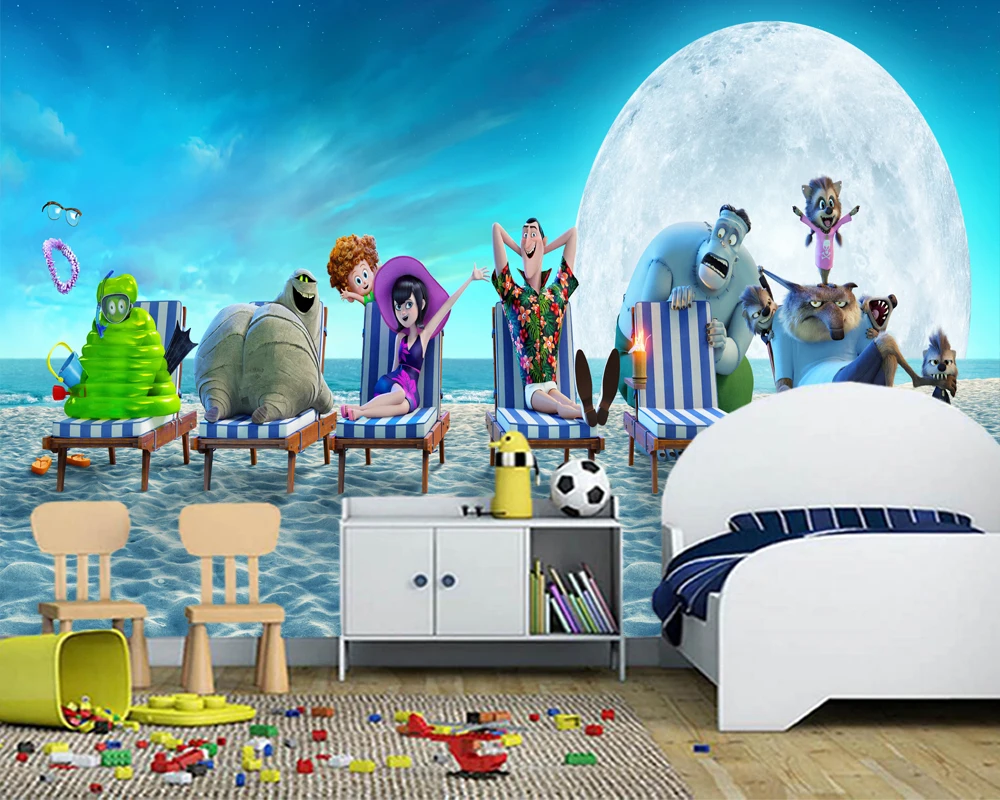 Пользовательские papel DE parede infantil, пляжный шезлонг мультфильмы фрески для детской комнаты спальни обои-фон для декорирования