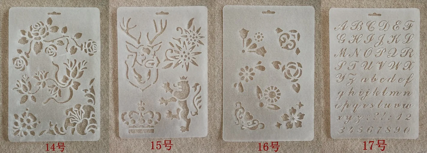 [Color 5-] A4 Painted Template Scene Lettered Hollow out Drawing Accessories Painting Theme Lace Ruler
