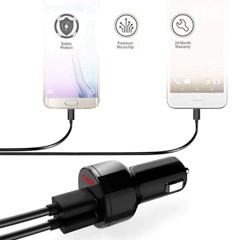 12V/24V двойной порт 3.1A USB Автомобильное зарядное устройство зажигалка цифровой