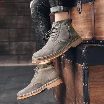 

High-top shoes boots men's tactical Martin boots men's middle winter men's shoes tide shoes short boots tooling boots