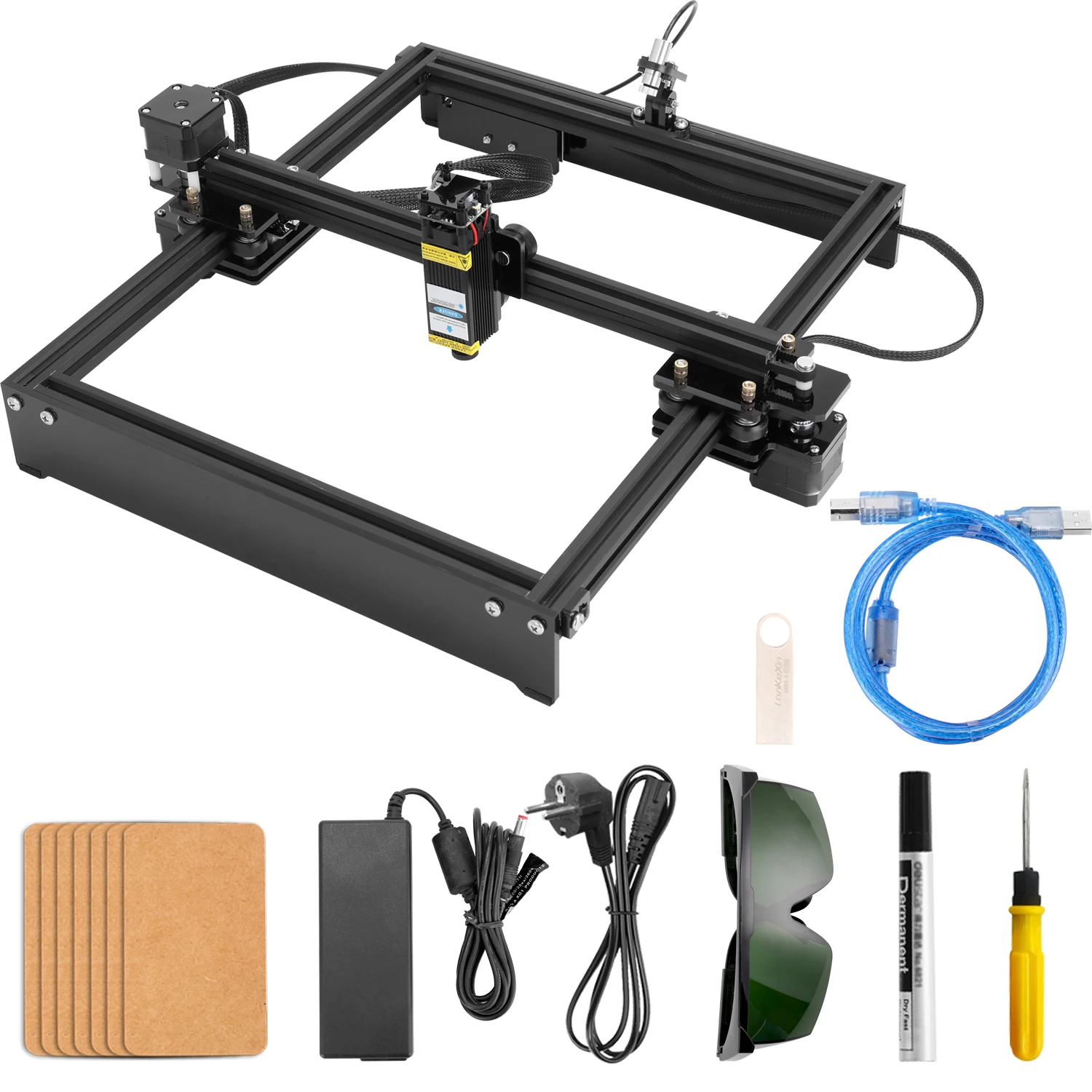 10W EU KKMOON Профессиональный 20 Вт Мини DIY настольный лазерный гравер резчик ЧПУ деревообрабатывающий станок лазерная гравировка резьба машина - Цвет: 10W EU