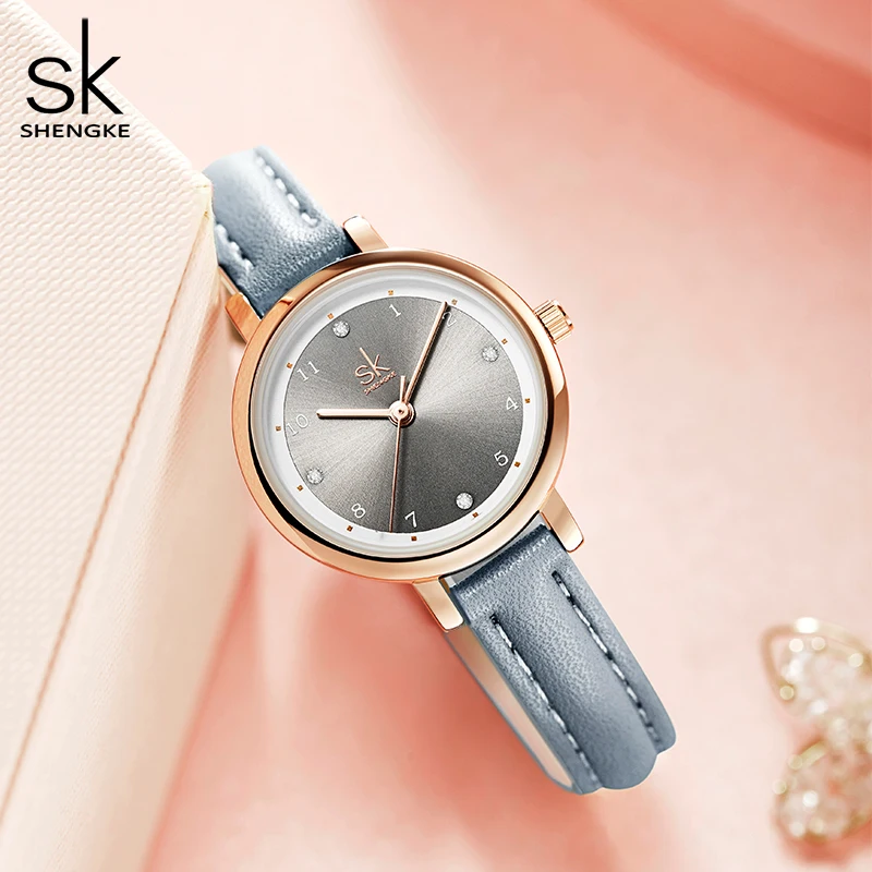 Shengke Women Watches Slim Leather Strap Mini Dial Japanese Quartz Movement Elegant Relogio Feminino Gift Watch Reloj Mujer