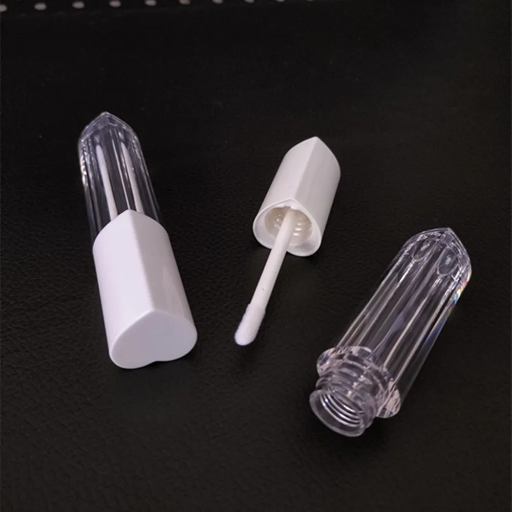 100pcs 3ml Clear Lip Glaze Empty Bottle White Cap Cosmetic Heart Shape Gloss Applicators Beauty Concealer | Красота и здоровье