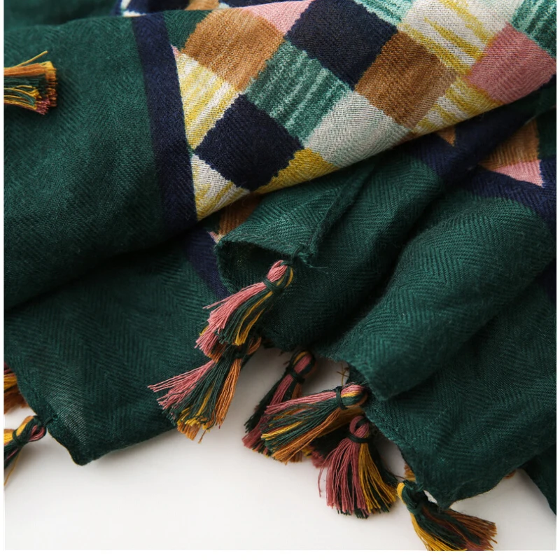 Fashion Women grid Scarf Long size 180x90cm Cotton scarves Winter Lady Scarves Soft Shawl Wrap Scarf Elegant for Christmas  (16)