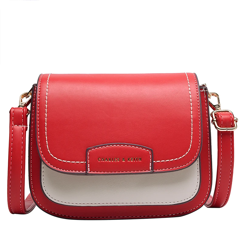

Famous brand women's bag luxury handbag color contrast PU leather one shoulder slant straddle bag