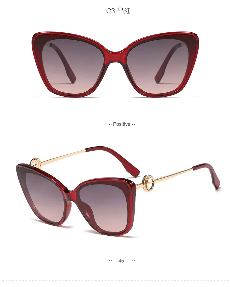 New Sexy Lady Red Cat Sunglasses Women Round Fashion Design Vintage Plastic Sunglasses Uv400 NX
