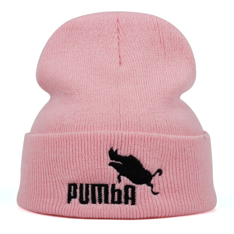 Веселый принт Pumba вязанная шапка с Вышивкой Модные Skullies теплые зимние шапки для женщин бини кепки homme Pumba Мужские Лыжные шапки muts