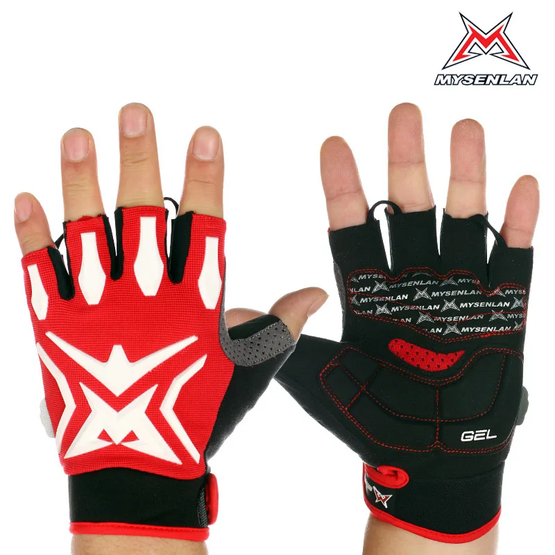 

MYSENLAN Summer Half Finger Cycling Equipment Men And Women Mountain Bike Short Finger Children Equipment Bicycle Gloves Seismic