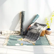 Милый мультфильм хлопок и лен прикроватный коврик длинный вязаный кот кролик Пингвин дизайн балкон коврики для ног домашний декоративный