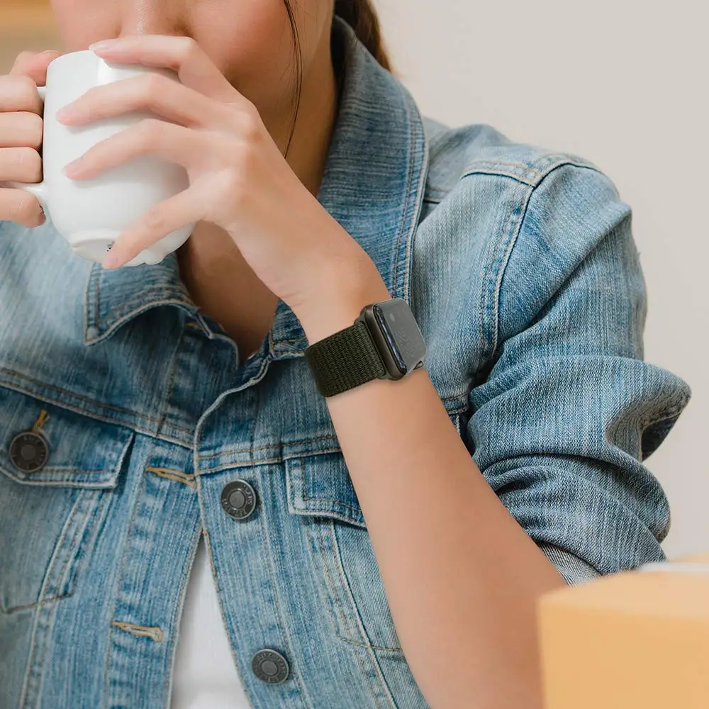 Ремешок для наручных часов Apple Watch 4 5 серии 3/2/1 38 мм 42 мм мягкий нейлон дышащий сменный ремешок Спортивные петли для наручных часов iwatch серии 4 40 мм 44 мм