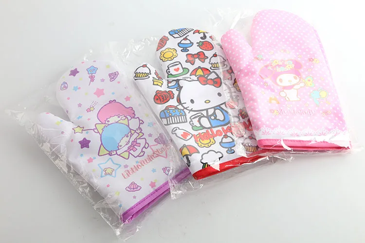 Корейский стиль мультфильм hello kitty Анти-горячие перчатки для выпечки микроволновой печи изоляции перчатки для выпечки Прихватки для духовки перчатки для духовки