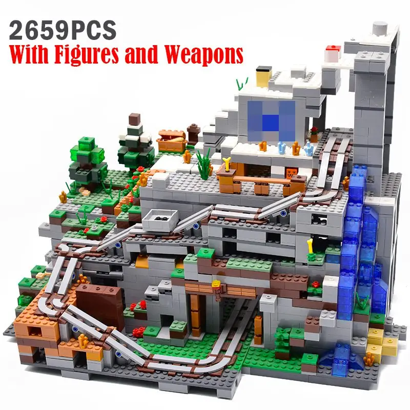 

my world Series Game The Mountain Cave Bricks 2659pcs DIY Building Blocks Compatible With legoinglys My World Toys Gifts Sets